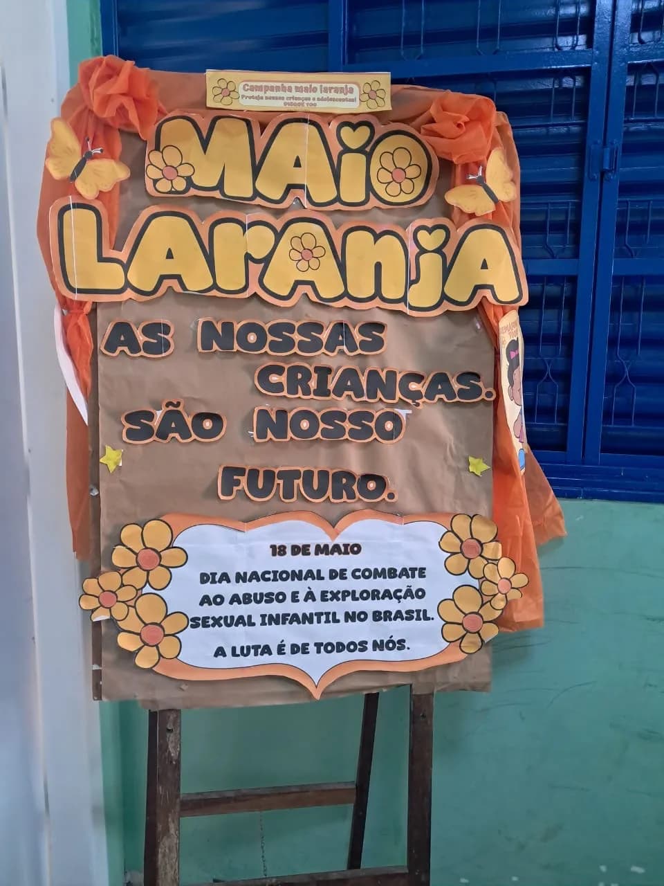 Cartaz da Campanha Maio Laranja de combate ao abuso e à exploração sexual infantil