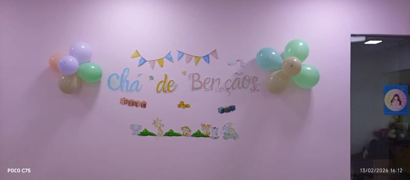 Painel decorado do Chá de Bênçãos
